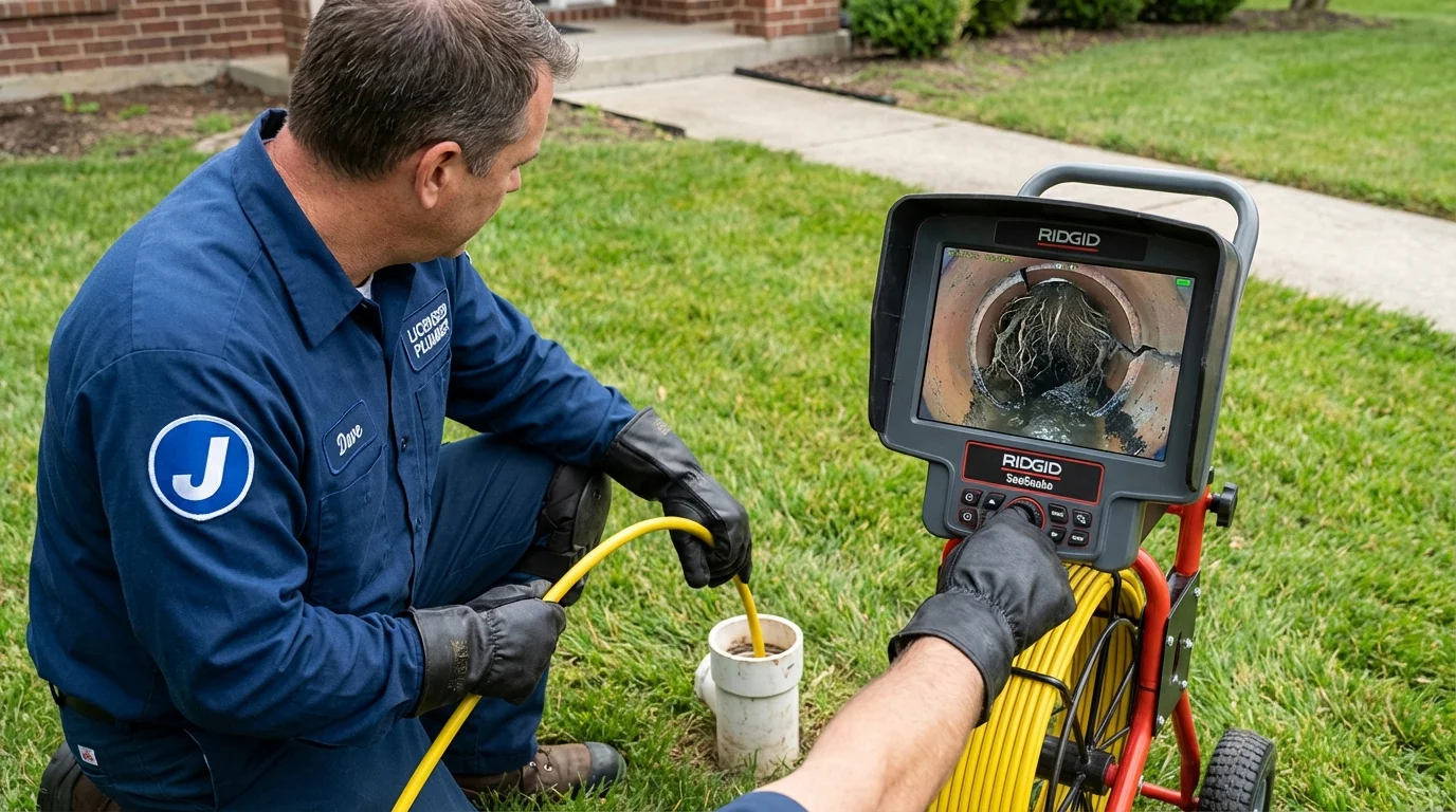 Sewer camera inspection being performed by Johns Plumbing LLC in Fairbank